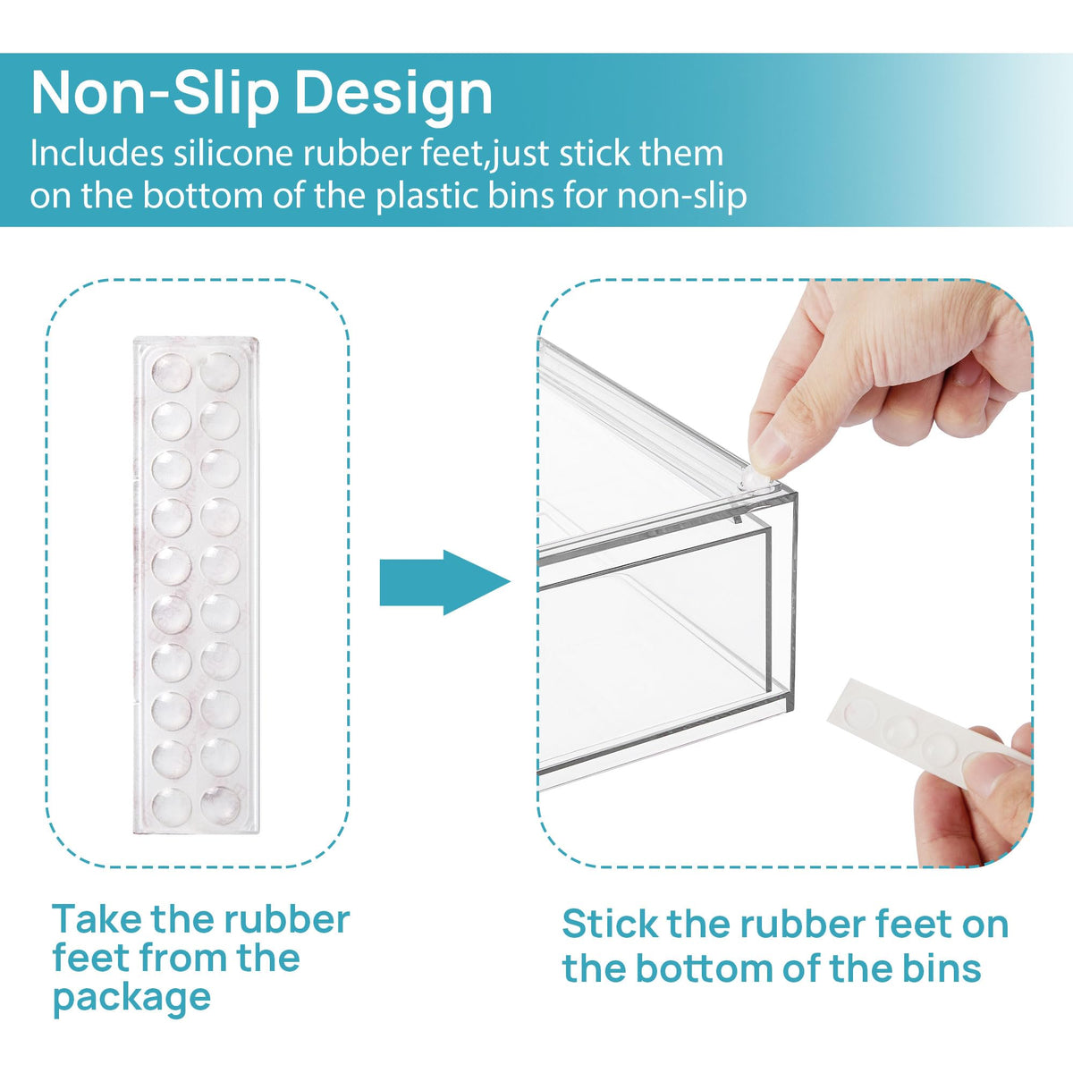 Clear Stackable Storage Drawers Set of 5, Plastic Organizer Bins |