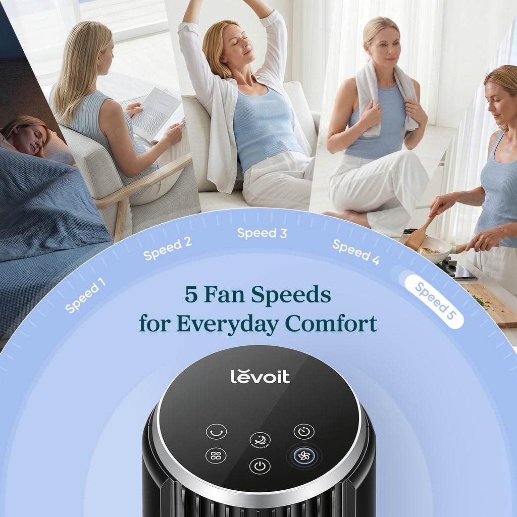 Levoit Tower Fan for Bedroom, Standing Fan with 36”-47” Adjustable Height