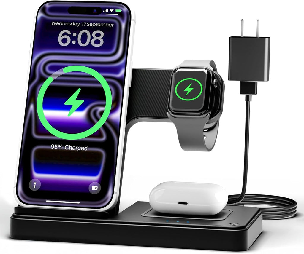 Wireless Charging Station for Apple Devices | 3 in 1 (I phones, Apple Watches, Airpods