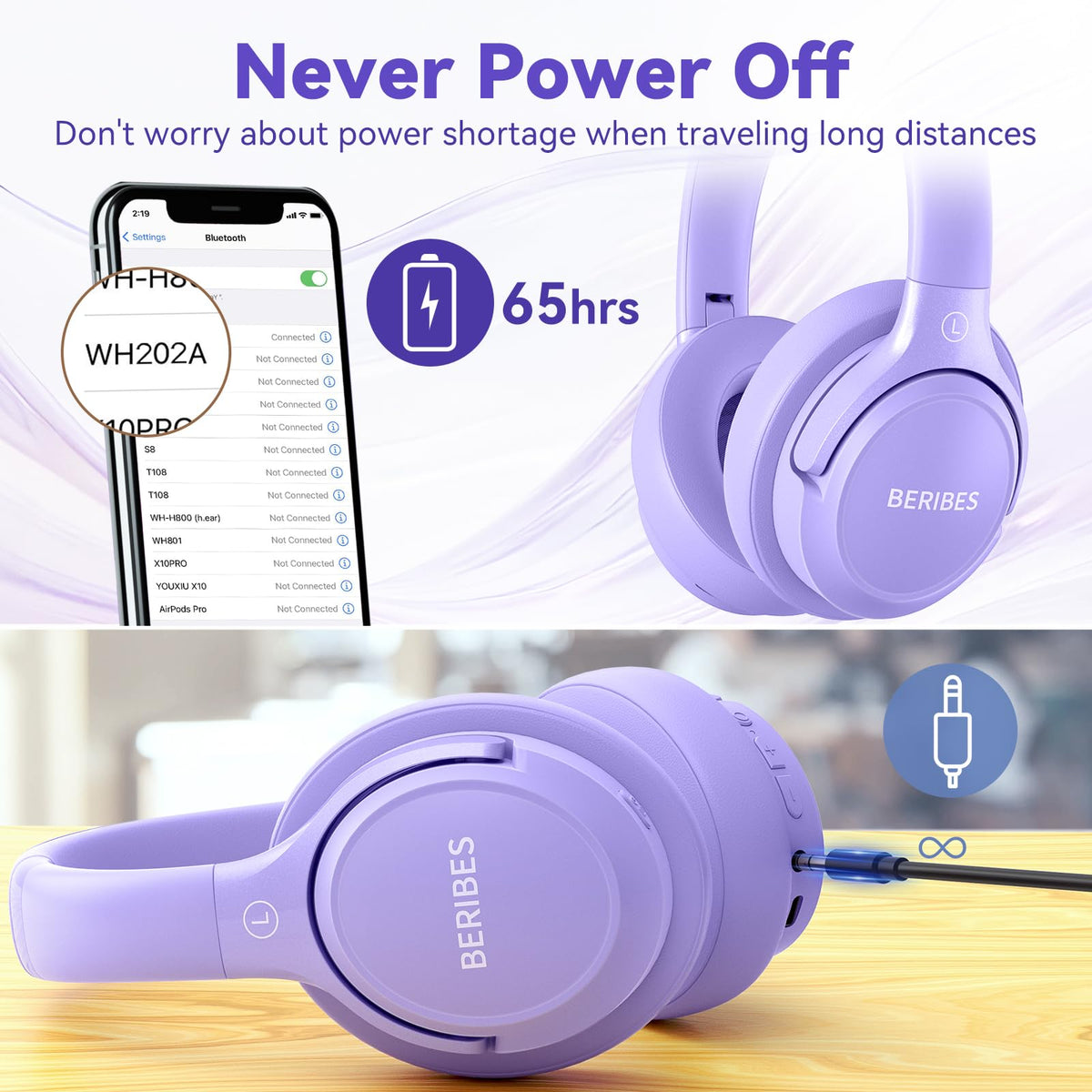 BERIBES Bluetooth Headphones Over Ear Wireless