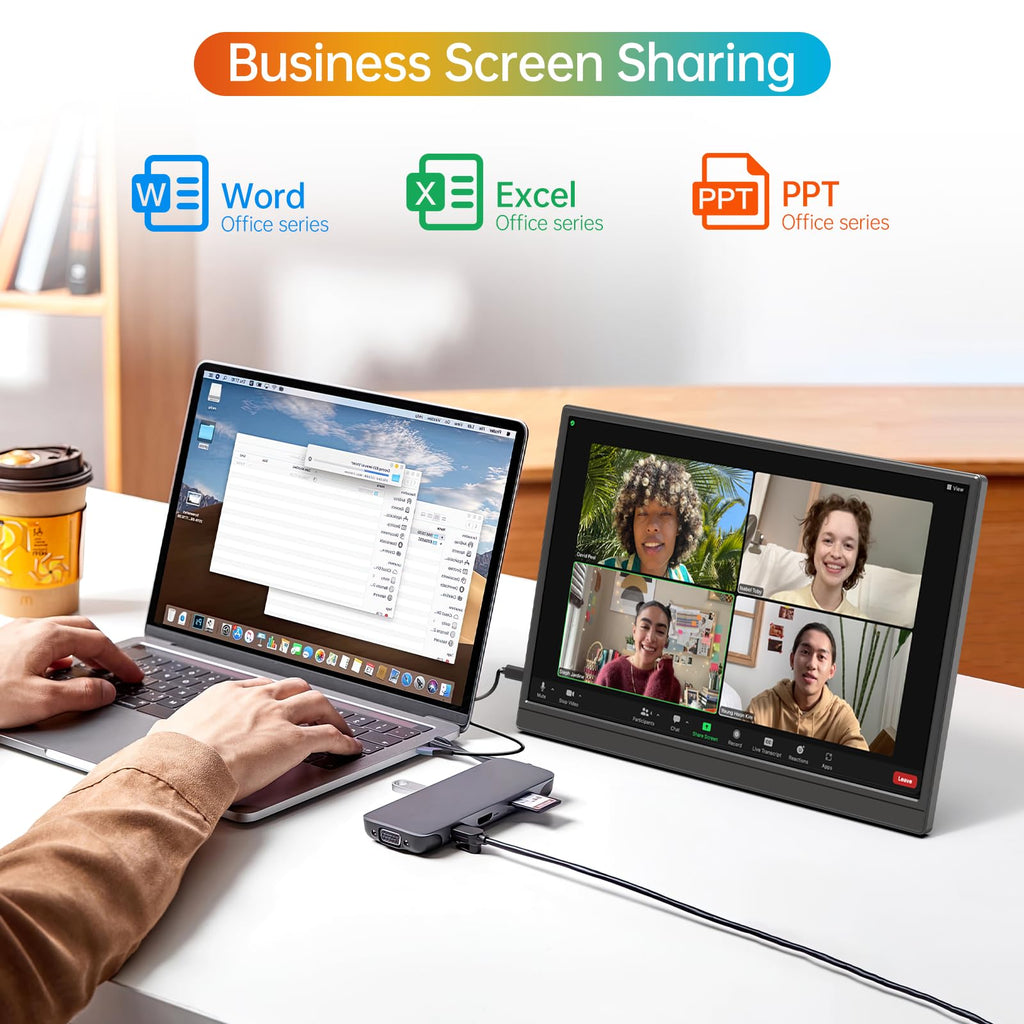 ForHelp 15.6inch Portable Monitor,1080P USB-C HDMI Second External Monitor for Laptop,PC,Mac Phone,PS,Xbox,Swich,IPS Ultra-Thin Zero Frame Gaming Display/Premium Smart Cover