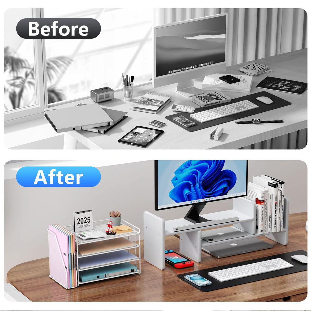 Paper Organizer With Magazine Holder | (Black, 4-Tier)