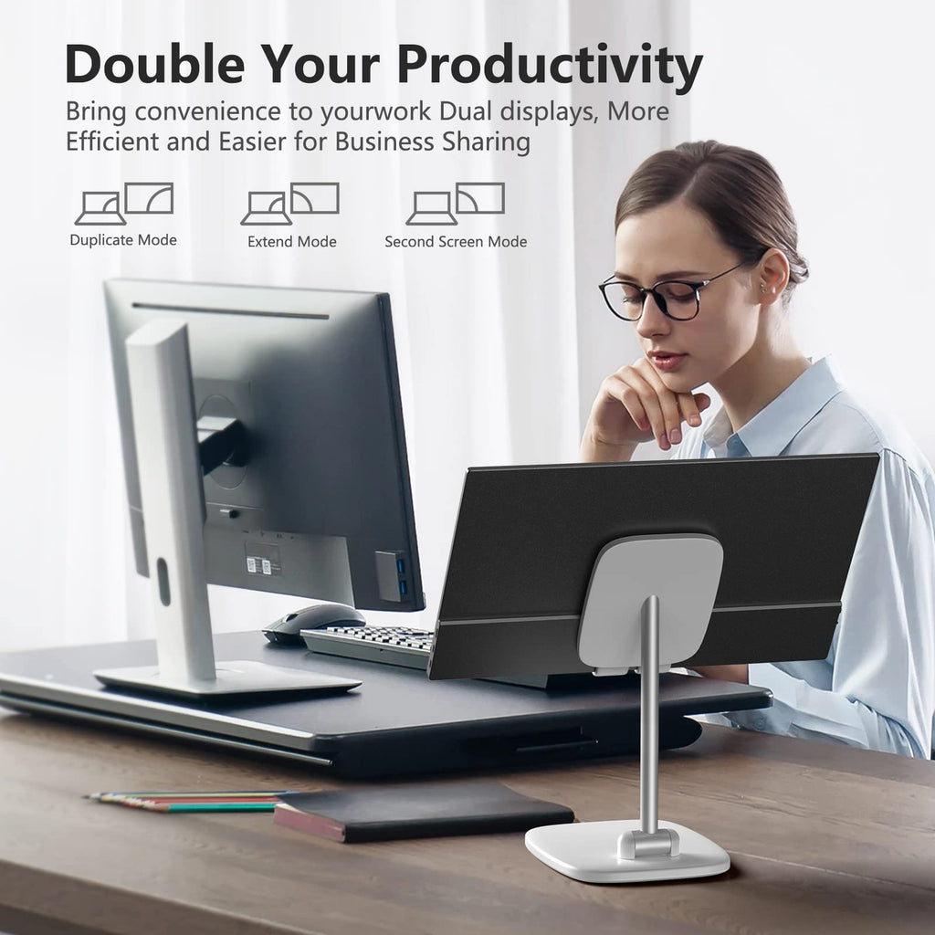 ForHelp 15.6inch Portable Monitor,1080P USB-C HDMI Second External Monitor for Laptop,PC,Mac Phone,PS,Xbox,Swich,IPS Ultra-Thin Zero Frame Gaming Display/Premium Smart Cover