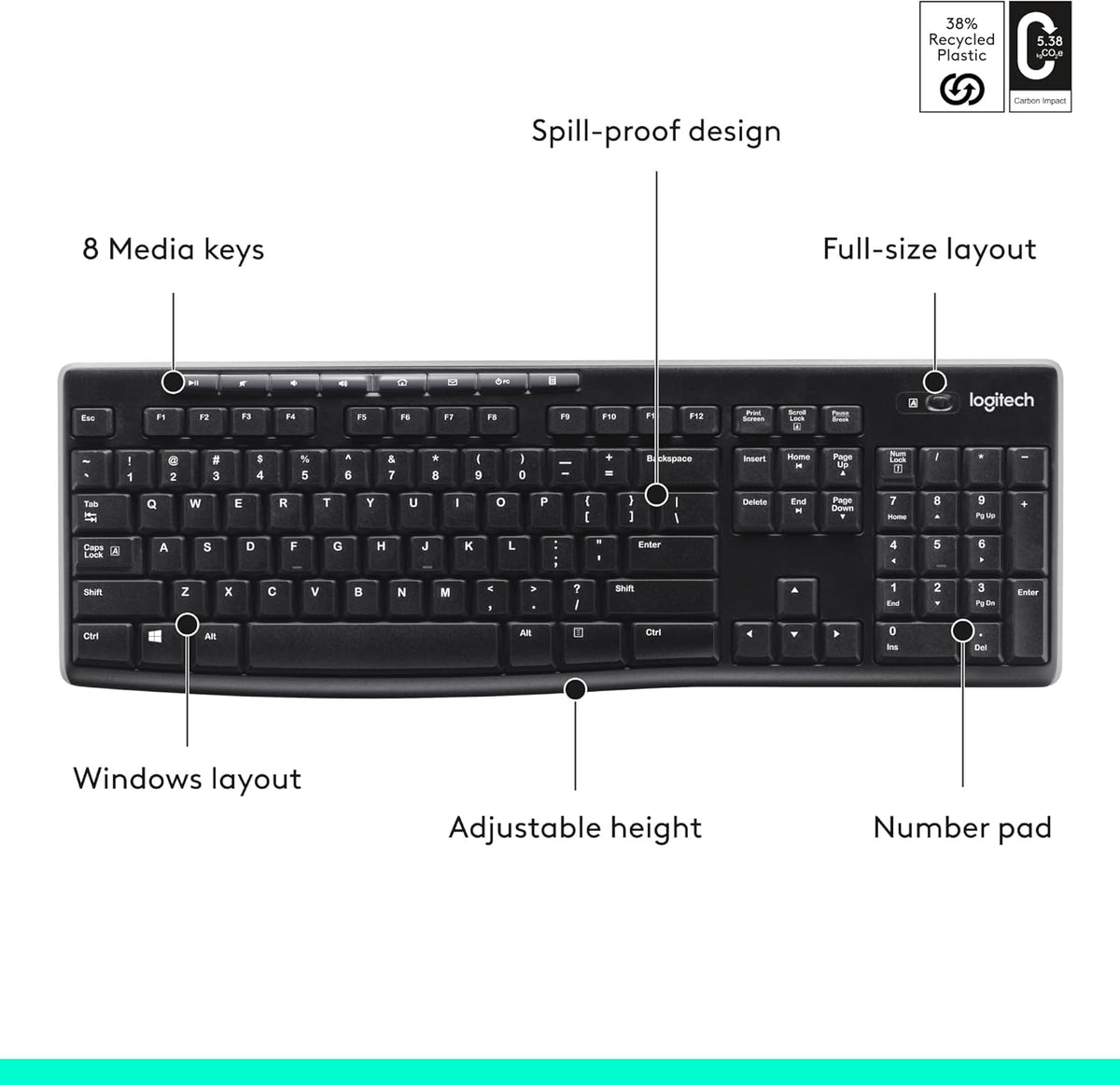 Logitech MK270 Full Size Wireless Keyboard and Mouse Combo
