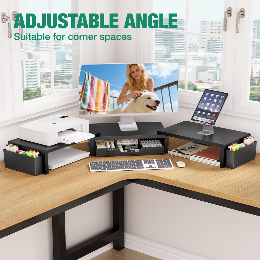 Desk Organizer and Accessories, 2-Tier Computer Monitor Stand Black