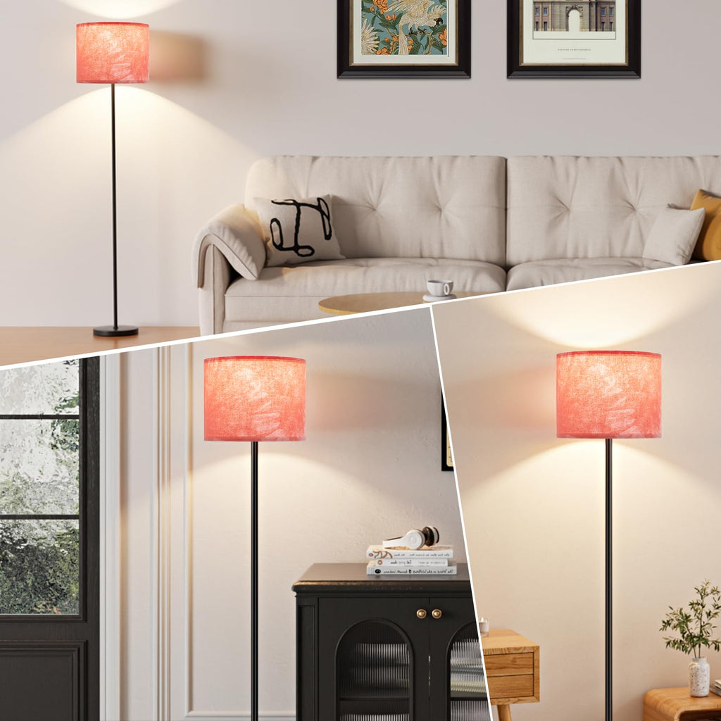 Modern Floor Lamp Simple Design with White Shade & Foot Pedal Switch