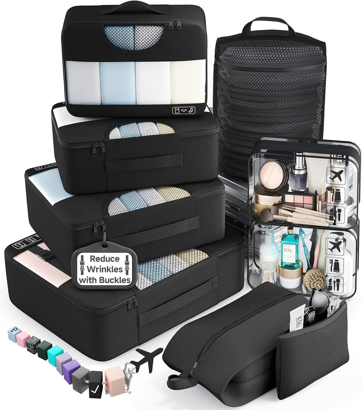 10 Set/8 Set Packing Cubes for Travel Essentials | Anti-Wrinkle Buckle