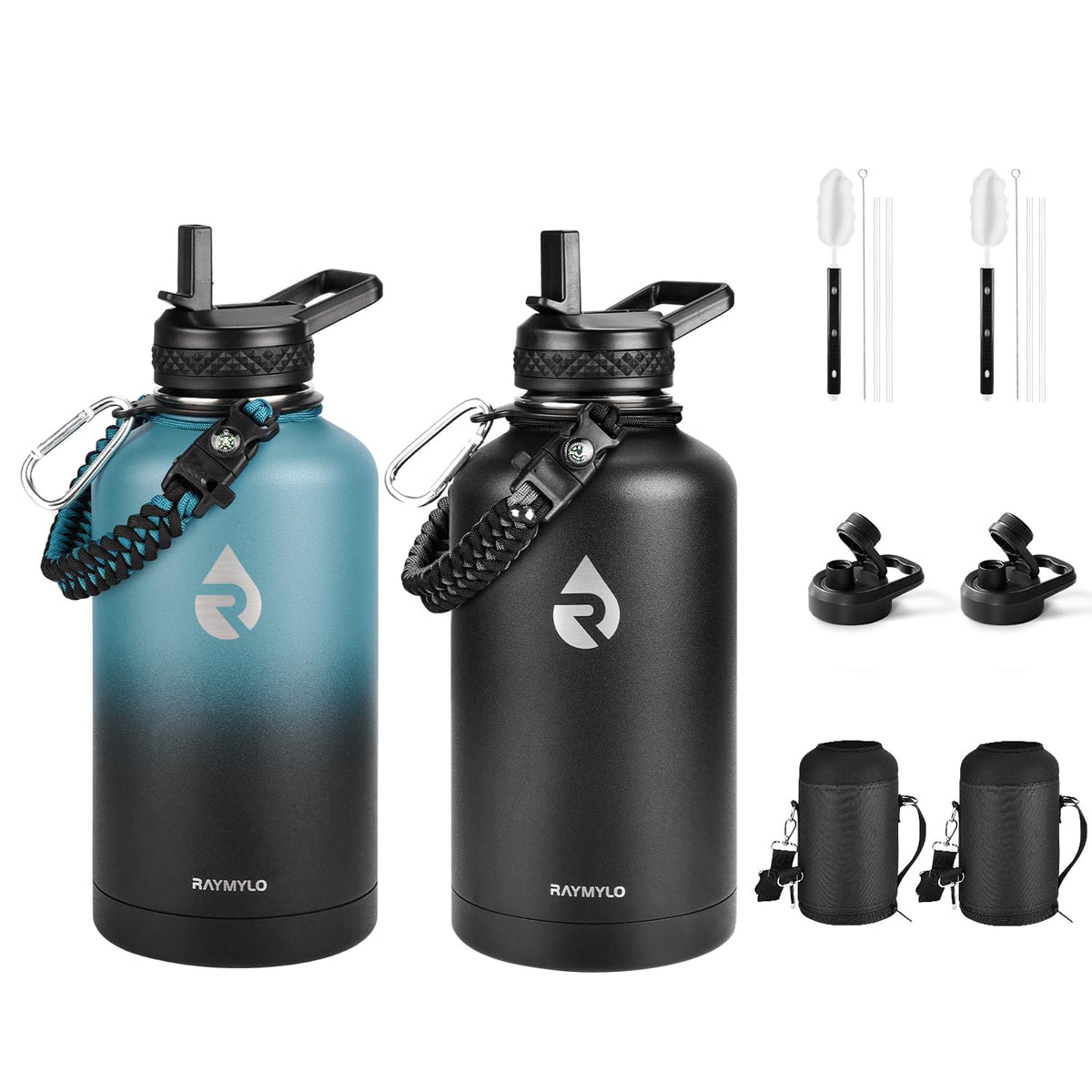 RAYMYLO 32 to 128 oz Insulated Water Bottles | Triple Wall Vacuum | Stainless Steel