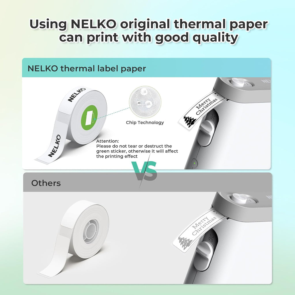 Nelko P21 Label Maker Machine with Tape, Bluetooth Label Printer, White