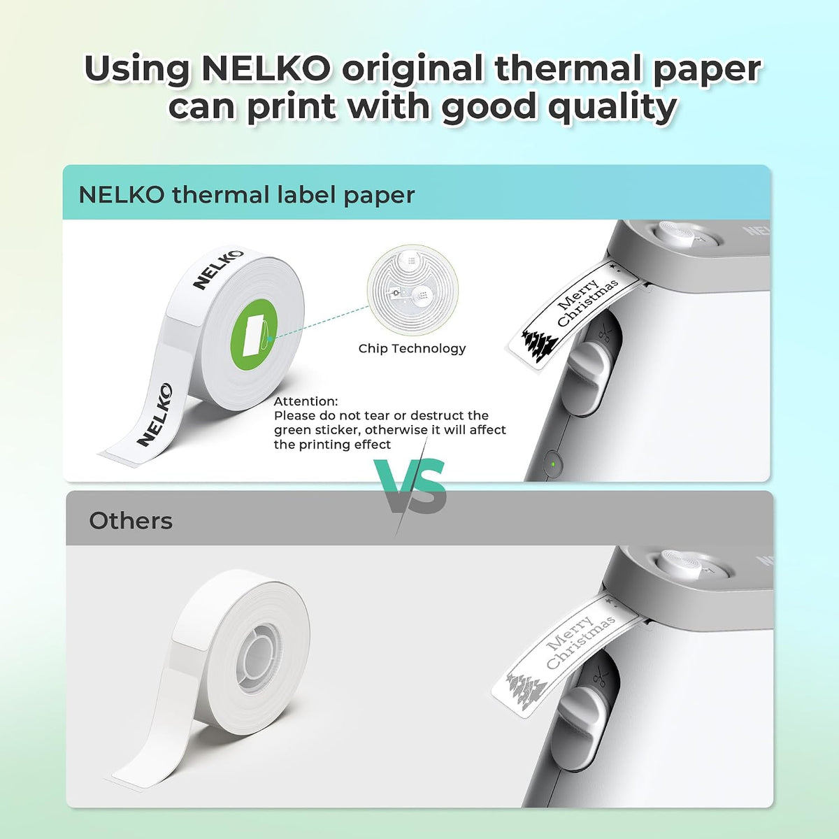 Nelko P21 Label Maker Machine with Tape, Bluetooth Label Printer, White