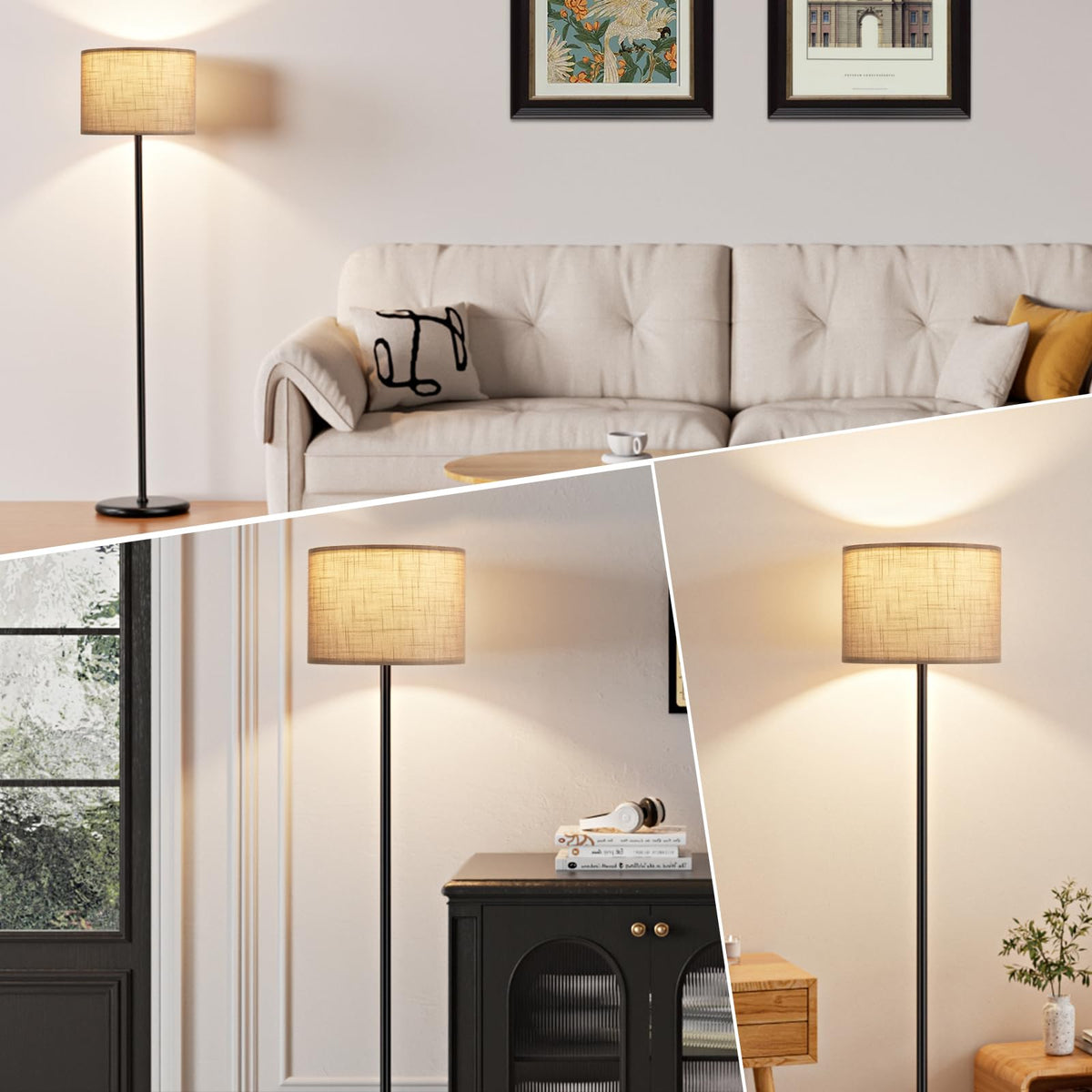 Modern Floor Lamp Simple Design with White Shade & Foot Pedal Switch