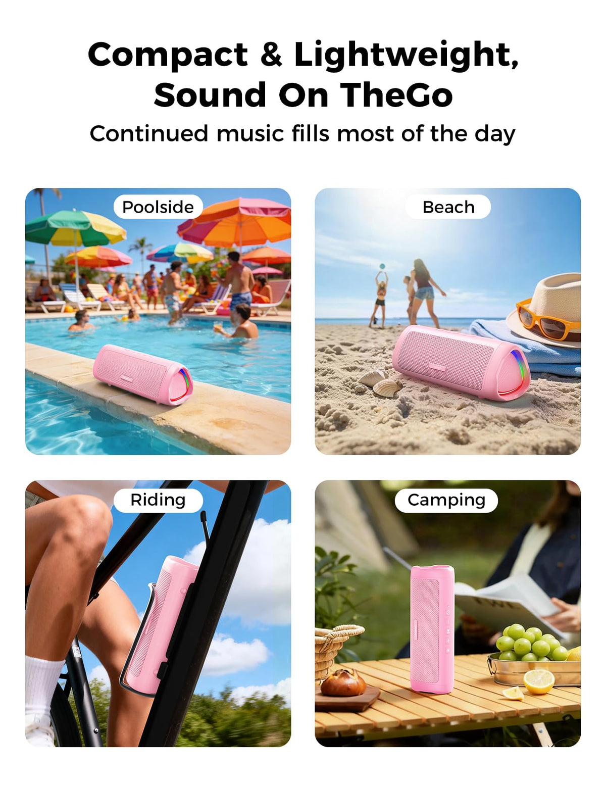 Bluetooth Speaker, 20W HD Sound, Portable Wireless, IPX5 Waterproof, Up to 24H Playtime, TWS Pairing, for Home/Party/Outdoor/Camping/Beach Essentials, Electronic Gadgets, Birthday Gift (Black)