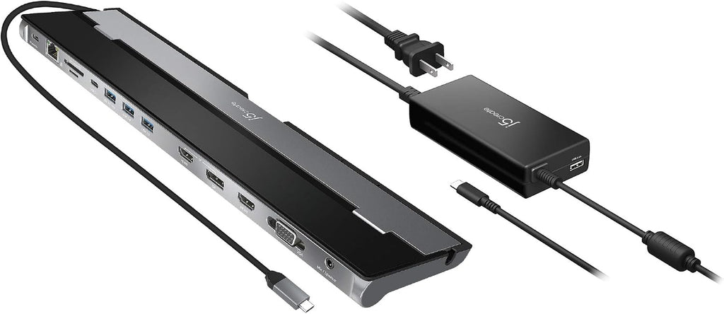 j5create USB-C Docking Station up to 3 Displays with 100W PD Charger
