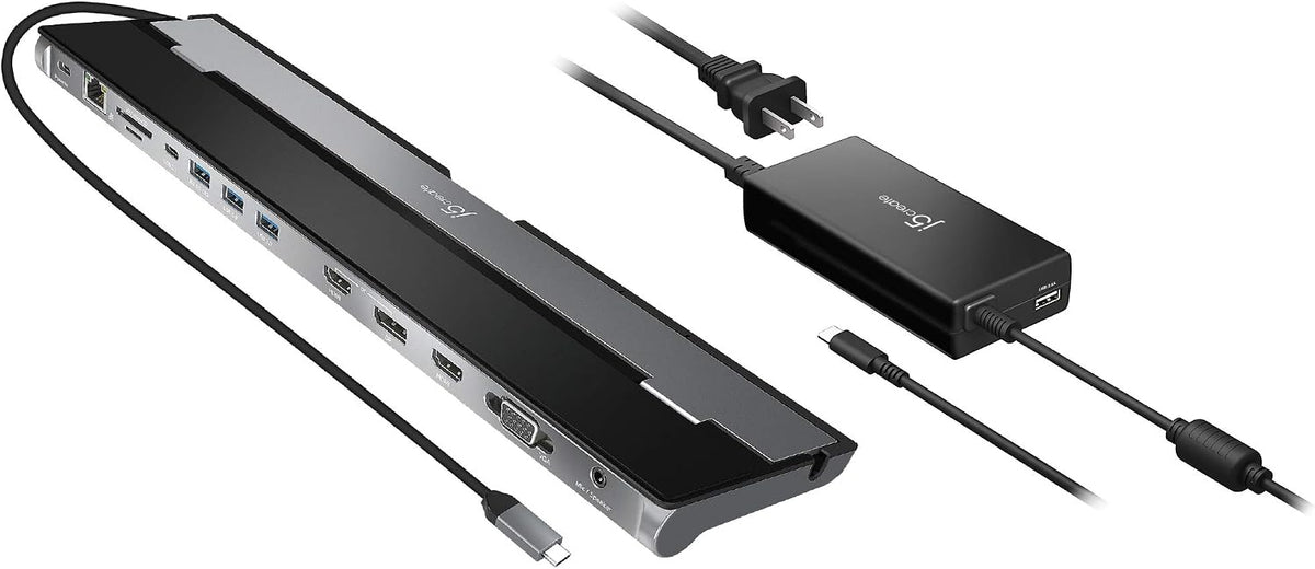 j5create USB-C Docking Station up to 3 Displays with 100W PD Charger