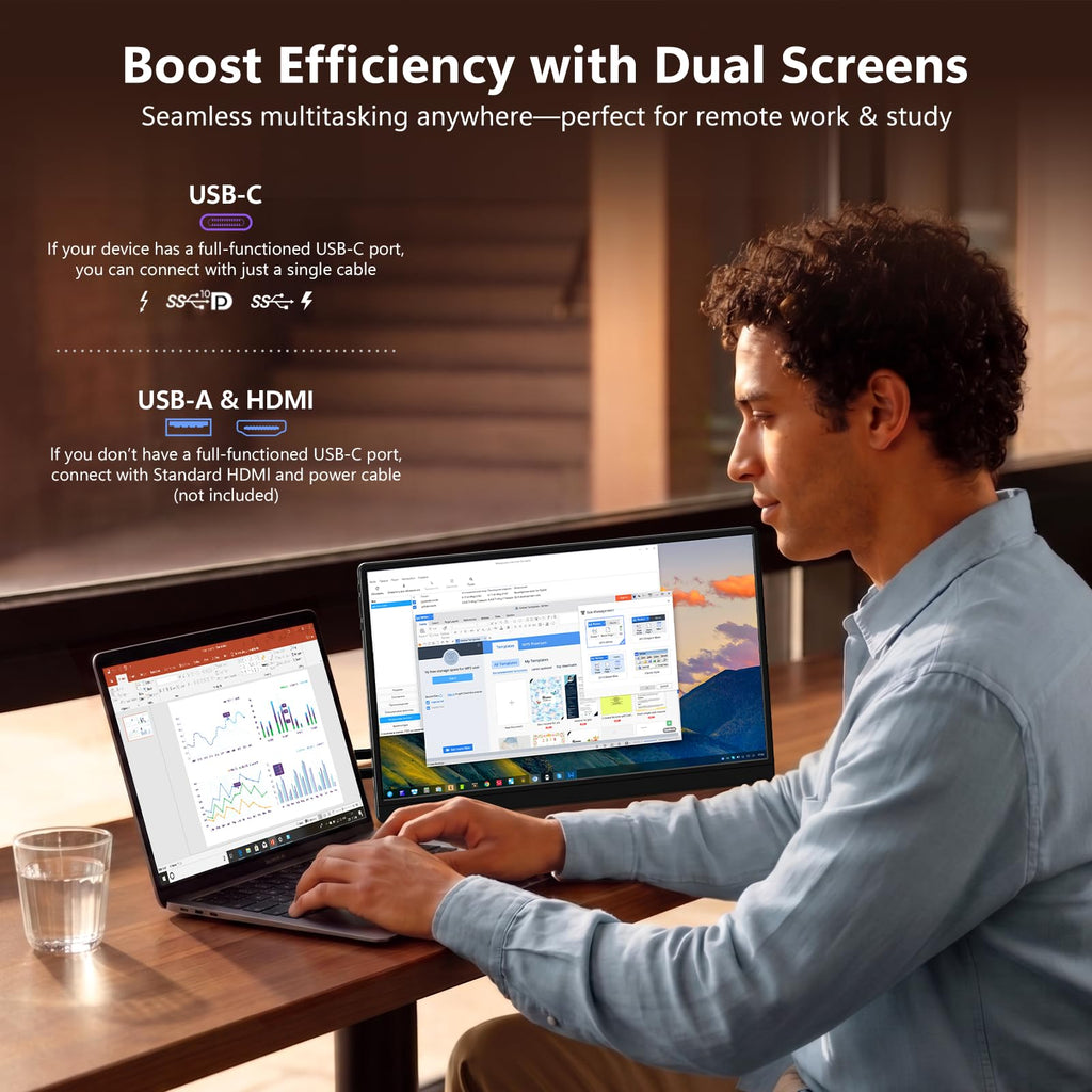 ForHelp 15.6inch Portable Monitor,1080P USB-C HDMI Second External Monitor for Laptop,PC,Mac Phone,PS,Xbox,Swich,IPS Ultra-Thin Zero Frame Gaming Display/Premium Smart Cover