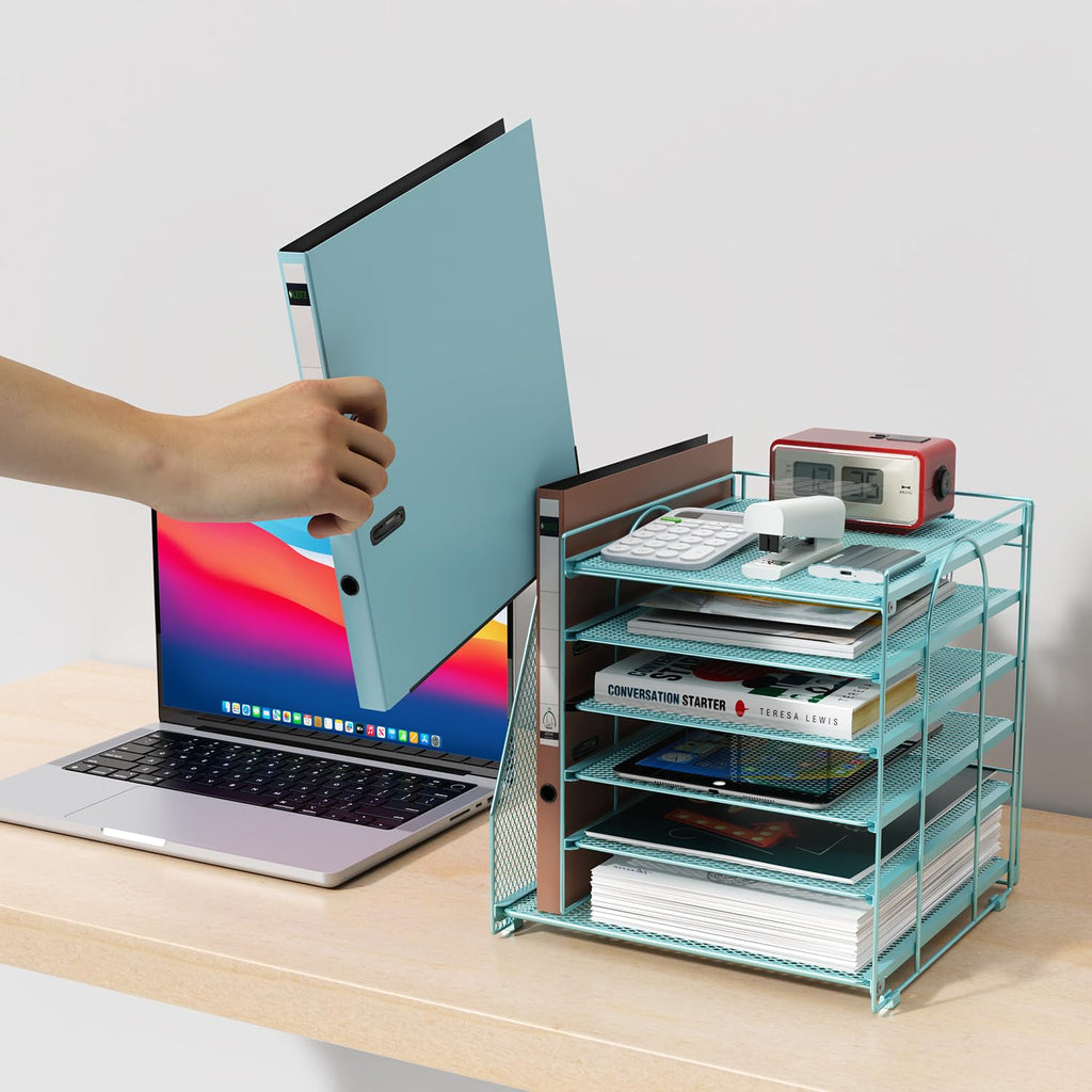 Paper Organizer With Magazine Holder | (Black, 4-Tier)