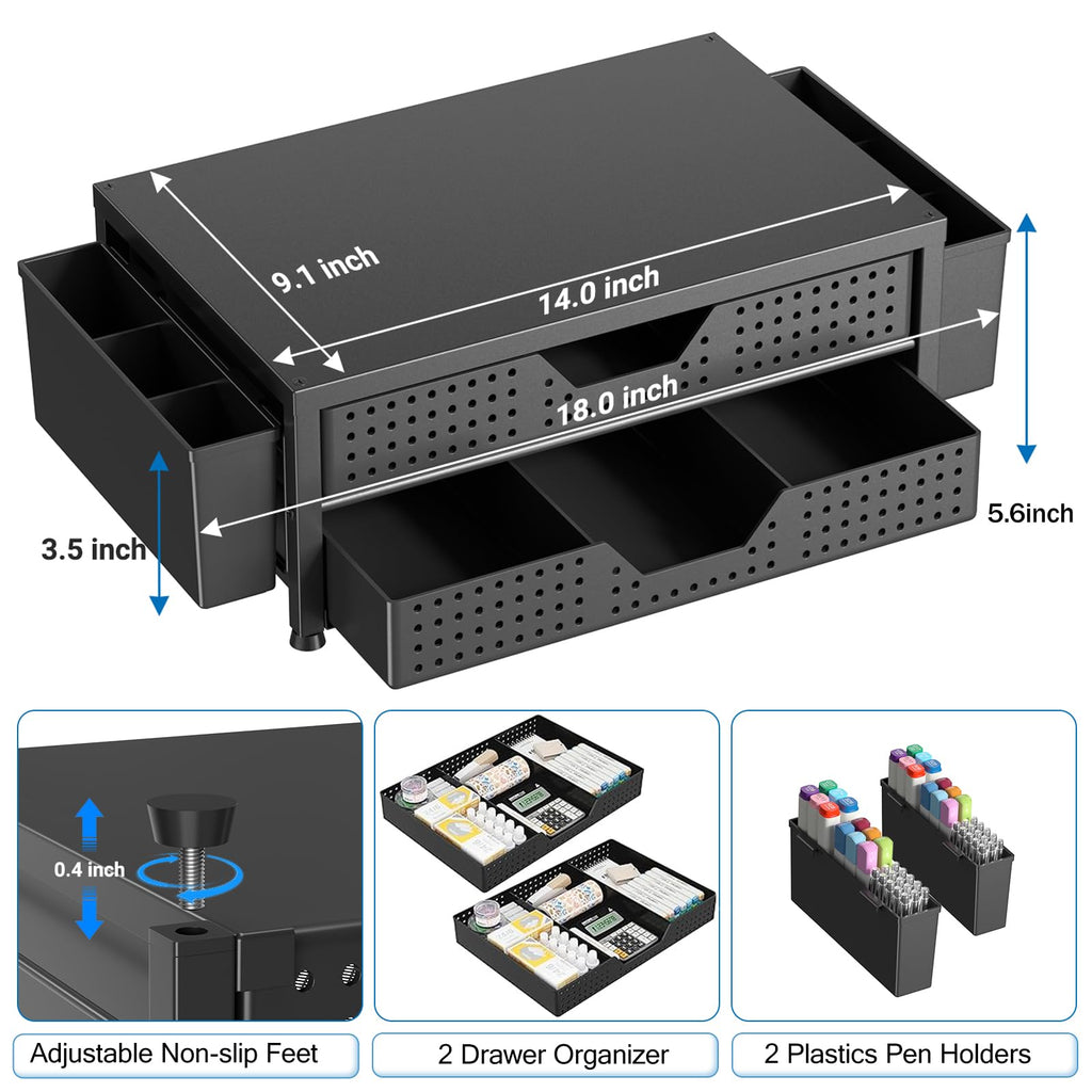 Desk Organizer and Accessories, 2-Tier Computer Monitor Stand Black