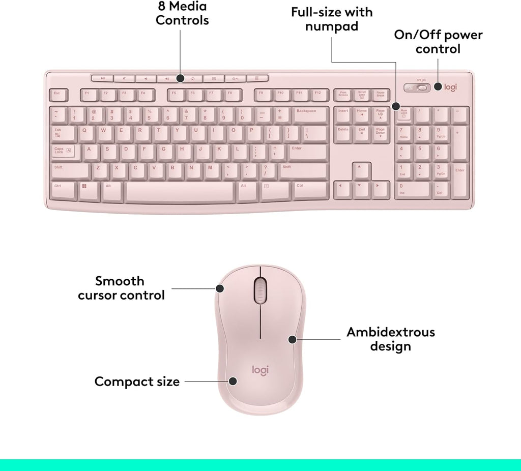 Logitech MK270 Full Size Wireless Keyboard and Mouse Combo