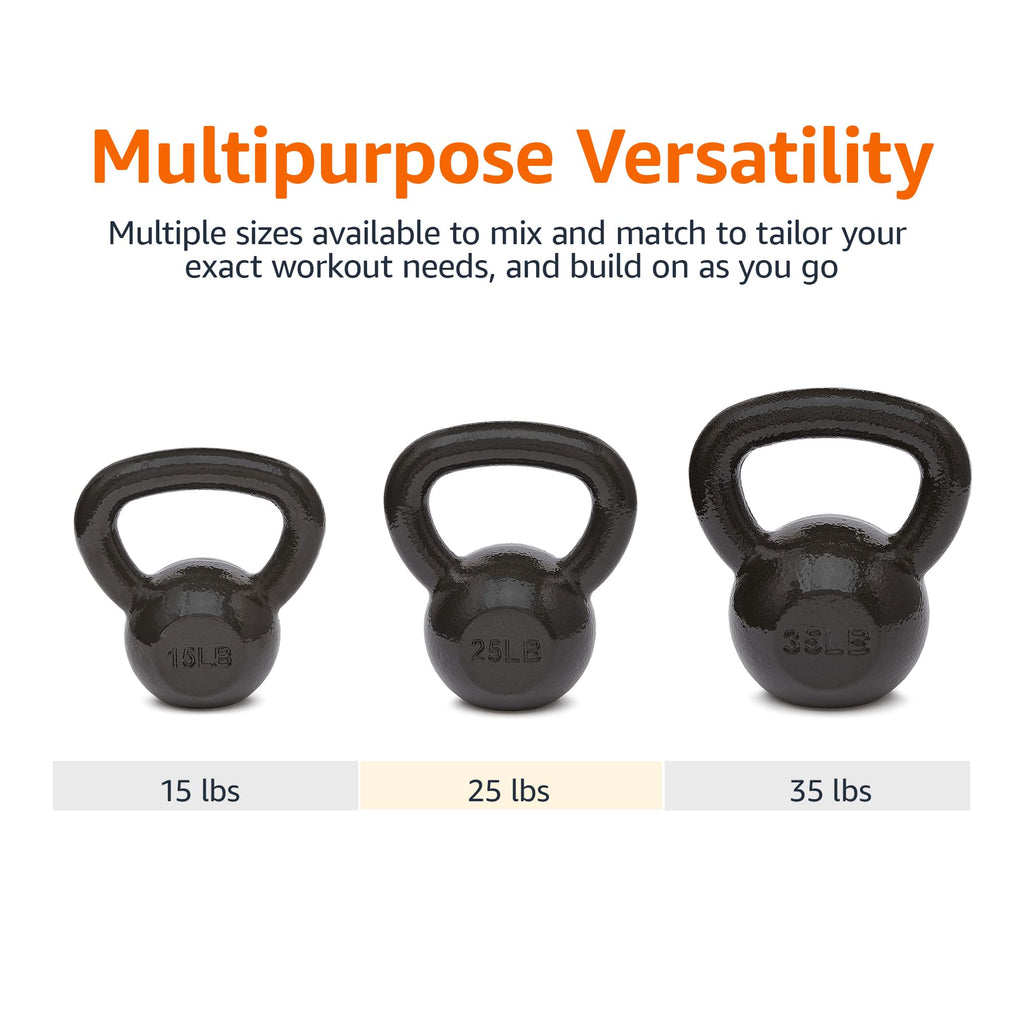 Amazon Basics Cast Iron Kettlebell for Strength Training | Black | 10lbs - 60lbs