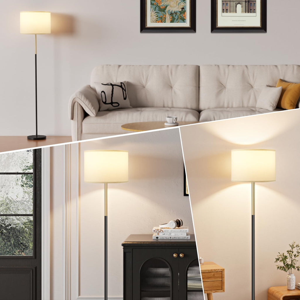 Modern Floor Lamp Simple Design with White Shade & Foot Pedal Switch