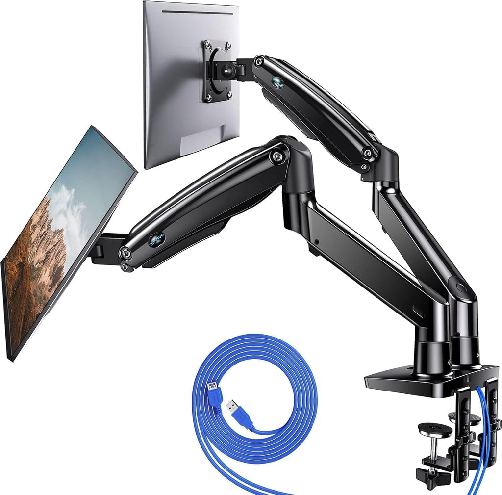 Dual Monitor Stand for 13″–40″, Premium Dual Monitor Mount with USB,