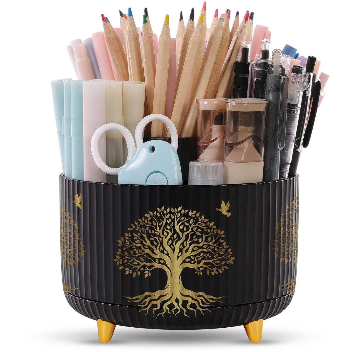 360 Rotating Plastic Desk Pen Organizer with 5 Slots