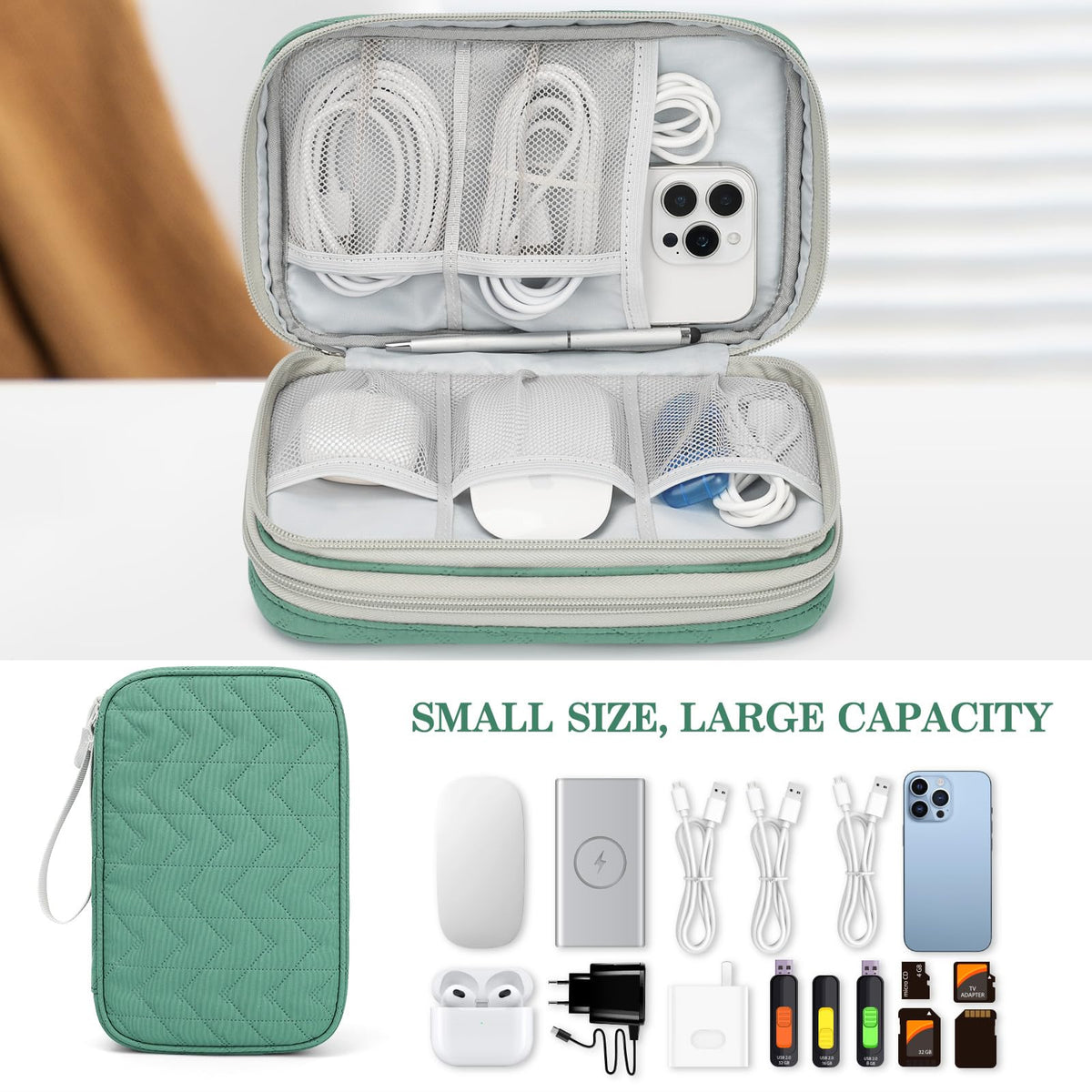 Electronic Organizer, Travel Tech Pouch Bag, Extra Large, Black | Water Resistant