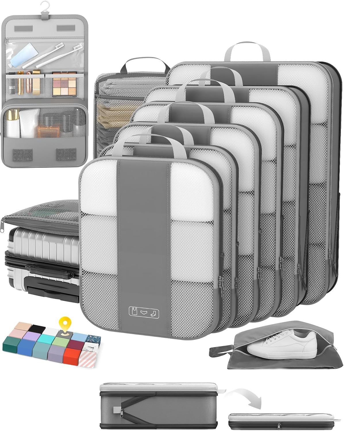 10 Set Compression Packing Cubes for Travel Essentials (Black)