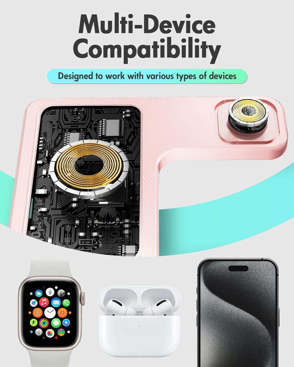 Wireless Charging Station for Apple Devices | 3 in 1 (I phones, Apple Watches, Airpods