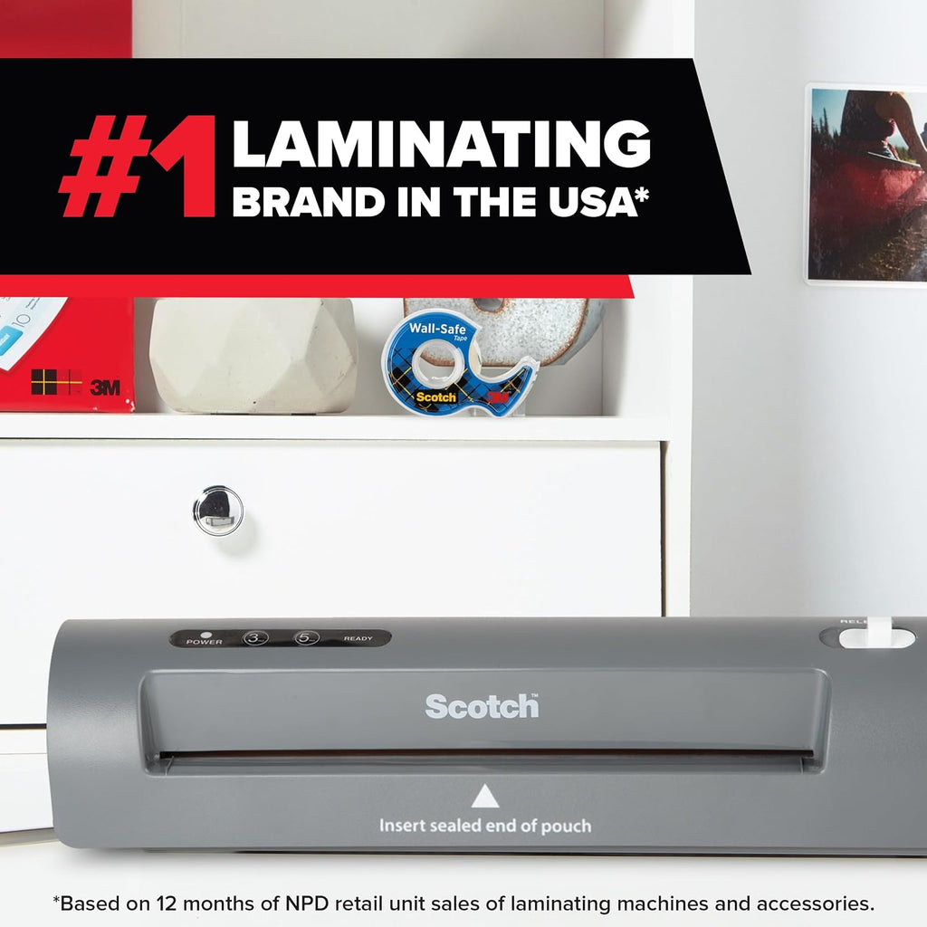 Scotch laminating machine with promotional text about being #1 in the USA.