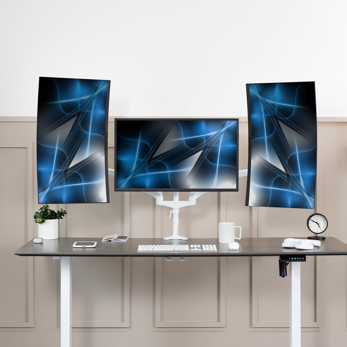 Triple Pneumatic Monitor Mount for 3 Screens up to 32 inches,