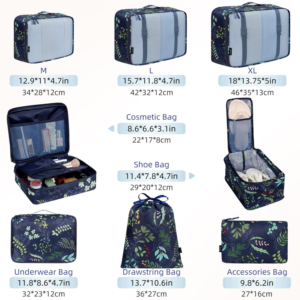 8 Set Packing Cubes Luggage Packing Organizers
