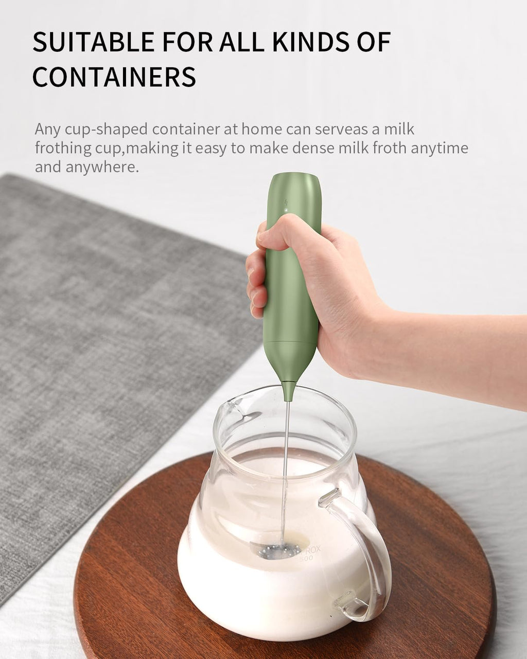 CIRCLE JOY Rechargeable Milk Frother Handheld, Dual Coil Whisk Head Electric Coffee Frother, Portable Hand Frother Wand Drink Mixer for Matcha Lattes Cappuccino, Kitchen Gifts, Black
