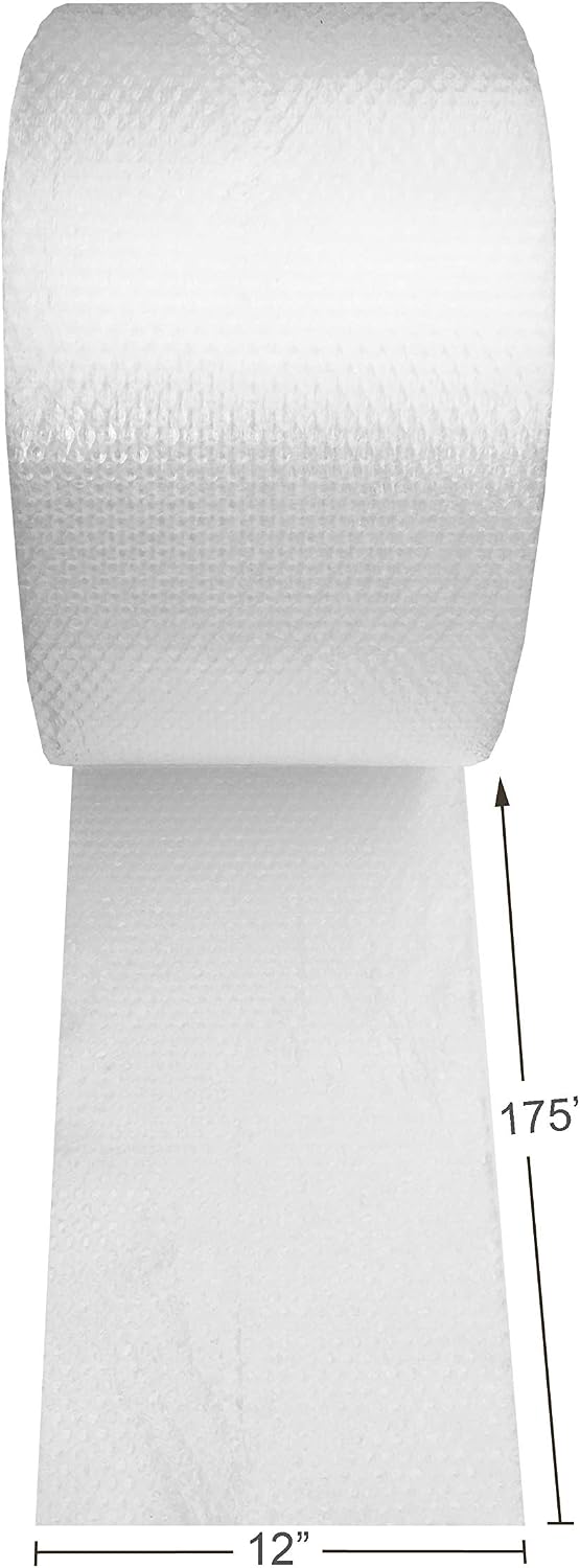 Amazon Basics Bubble Wrap | 12-inch x 175-ft Long Roll | Small 3/16" | Clear