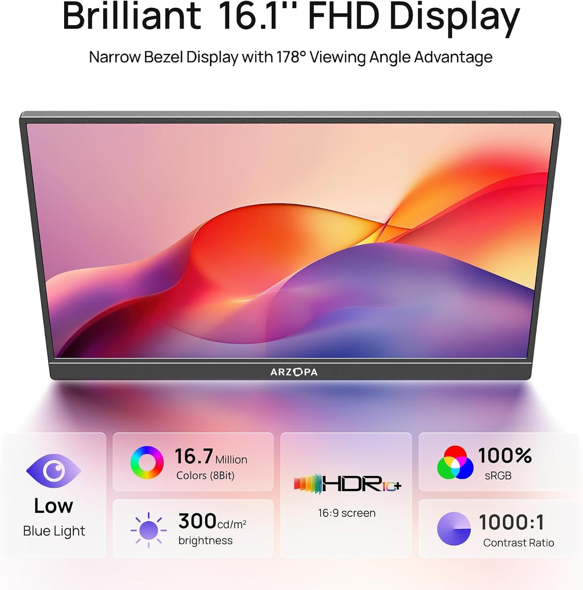 ARZOPA 16.1'' 144Hz Portable Gaming Monitor 106% sRGB - Z1FC