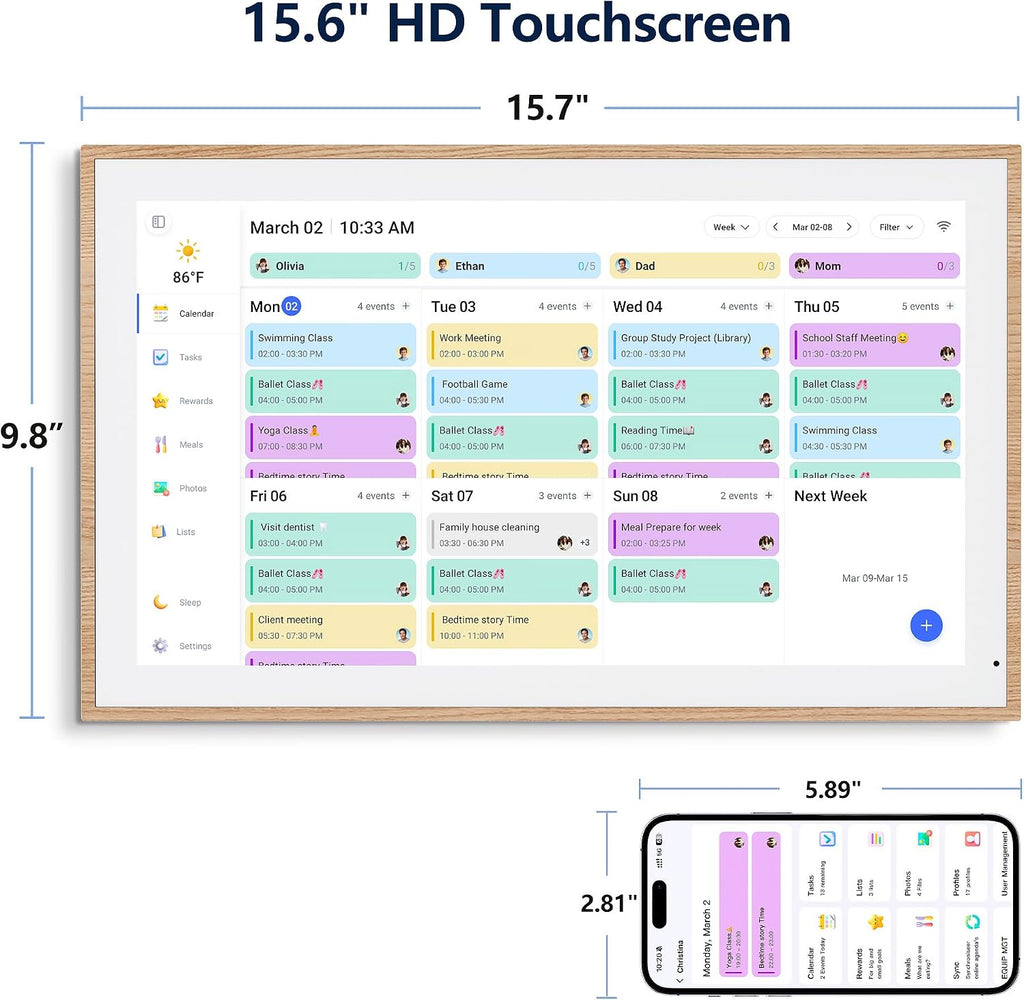 Digital Calendar, 15.6 Inch Smart Touchscreen Interactive Display