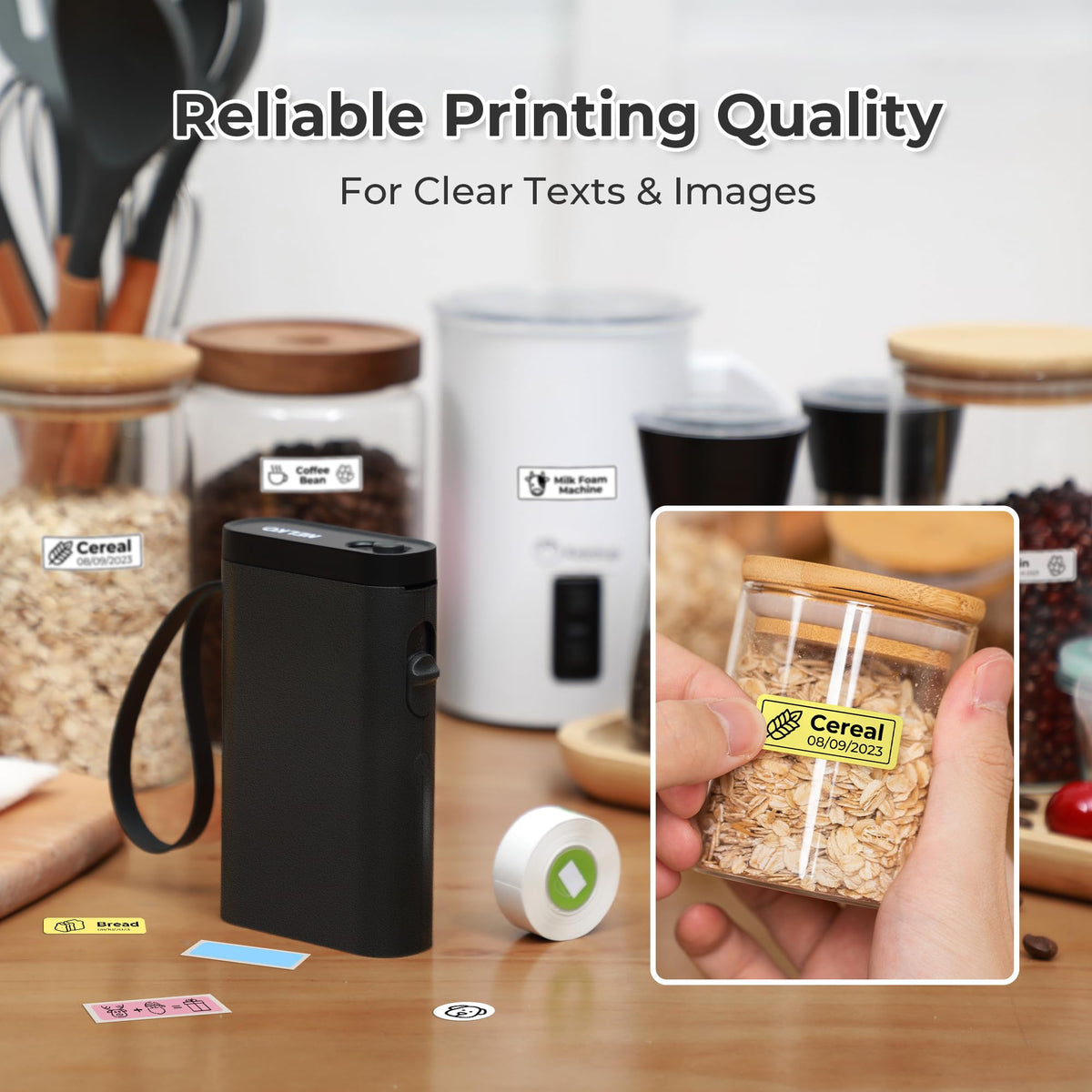 Nelko P21 Label Maker Machine with Tape, Bluetooth Label Printer, White