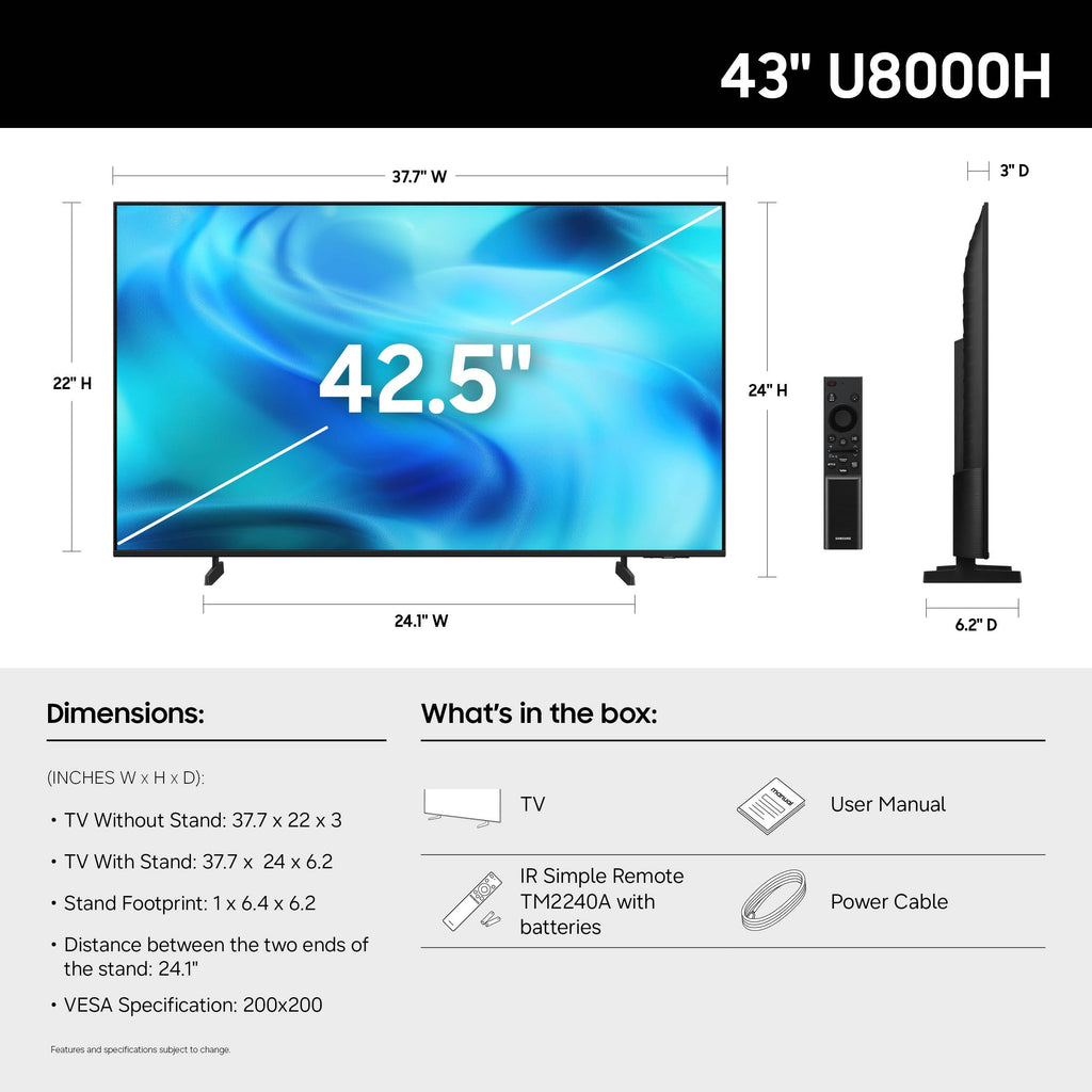 Samsung 50-Inch Class U8000H Series Crystal UHD, 4K, Smart TV, 2026