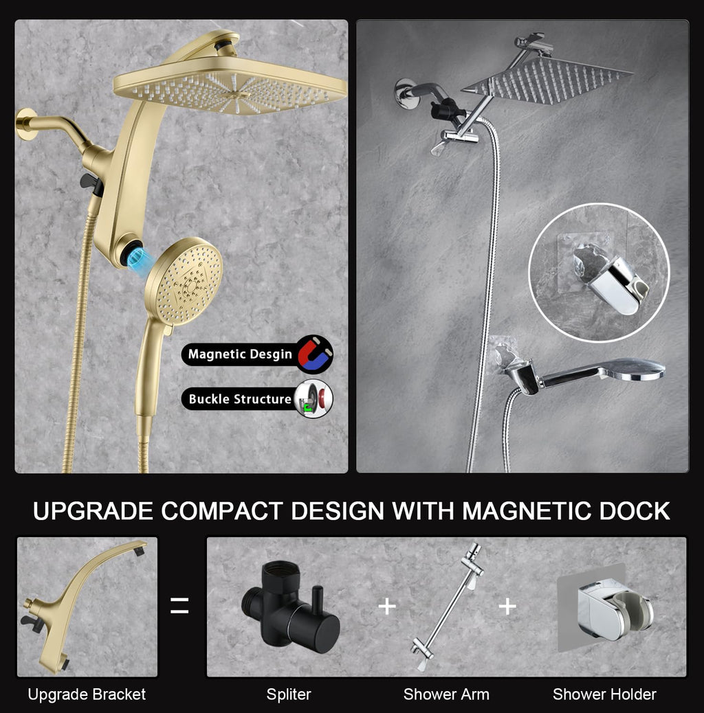 Shower Head with Rainfall Patter | Handheld Showerhead | Black | 1.8GPM