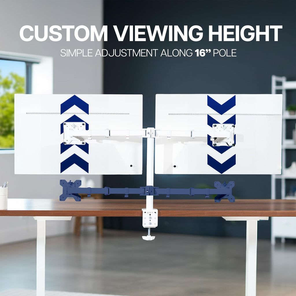 Dual Monitor Desk Mount, Holds 2 Computer Screens up to 30 inches