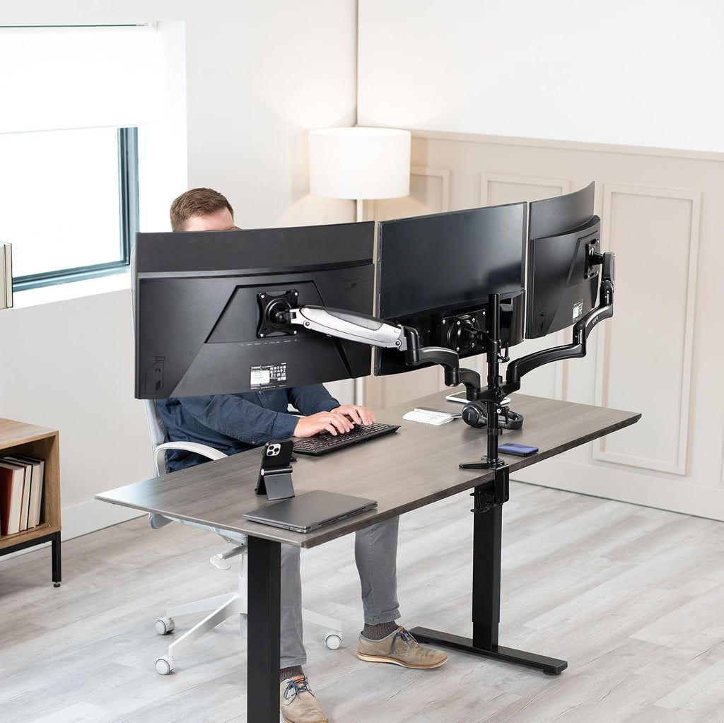 Triple Pneumatic Monitor Mount for 3 Screens up to 32 inches,