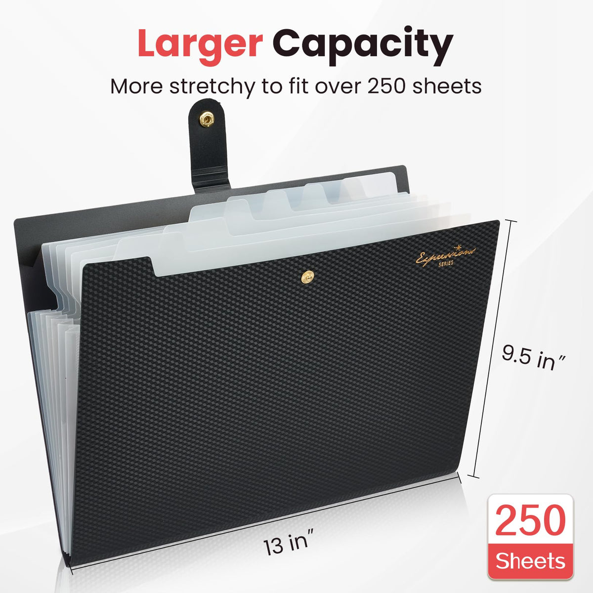 Sooez Accordion File Organizer, Expanding File Folder with Label, 5 Pockets