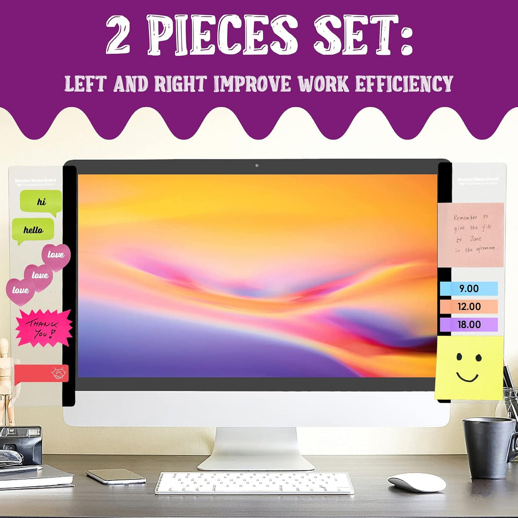 Office Desk Accessories 2pcs Computer Monitor Memo Board