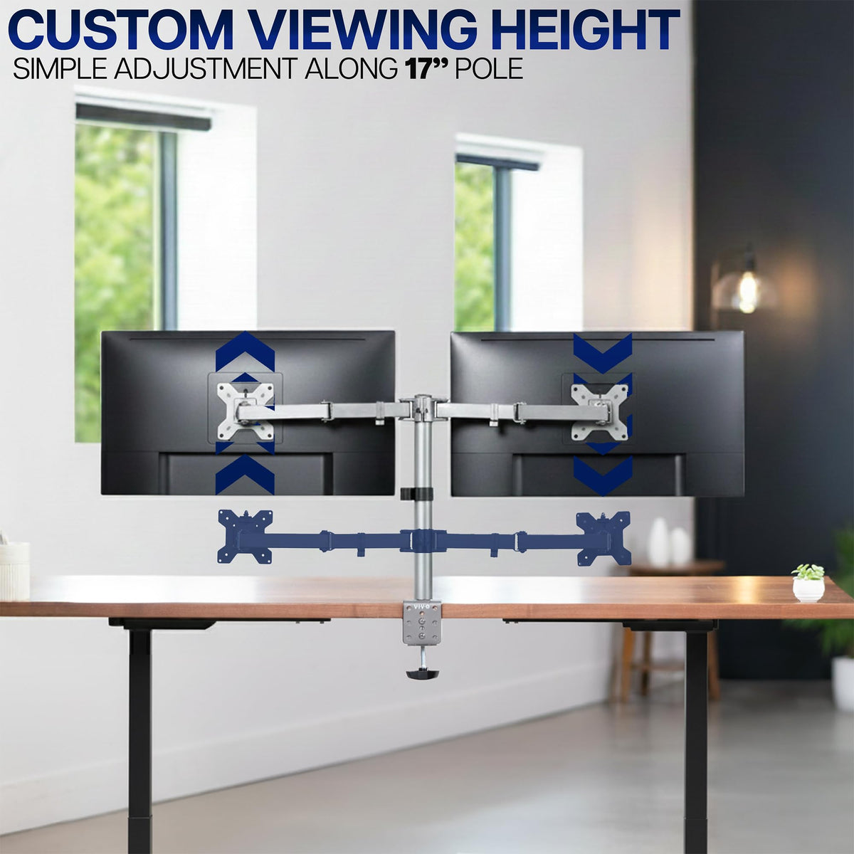 Dual Monitor Desk Mount, Holds 2 Computer Screens up to 30 inches
