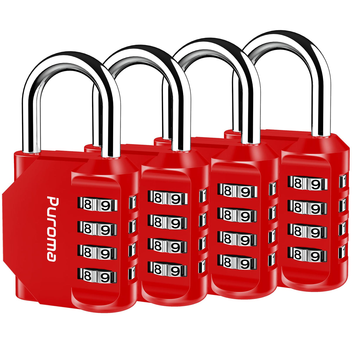 Puroma | 1 Combination Lock | 4 Digit Padlock | 2, 3, 4, & 10 Combo Packs