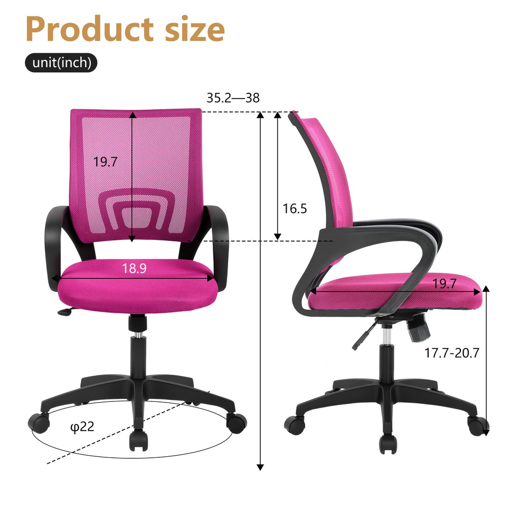 Ergonomic Office Chair | Mid-Back Swivel Desk Chair | with Lumbar Support