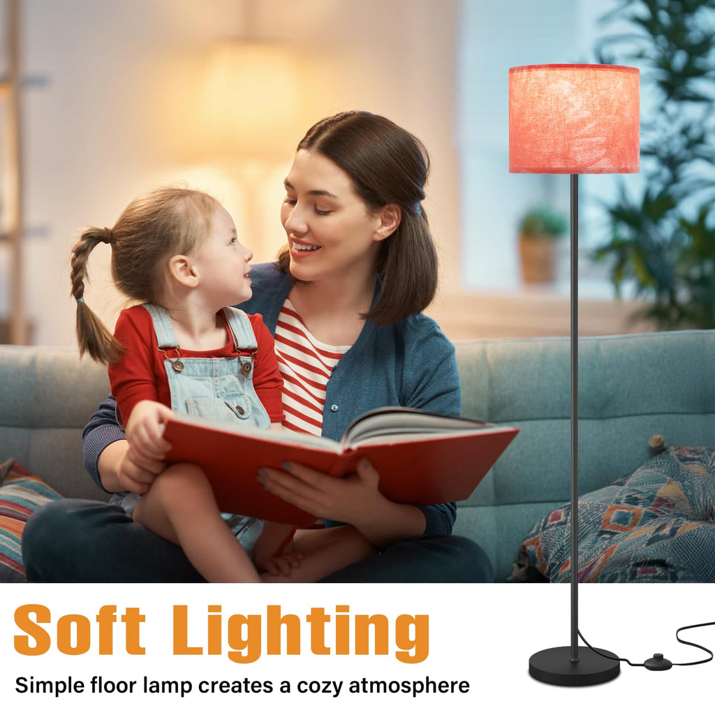 Modern Floor Lamp Simple Design with White Shade & Foot Pedal Switch
