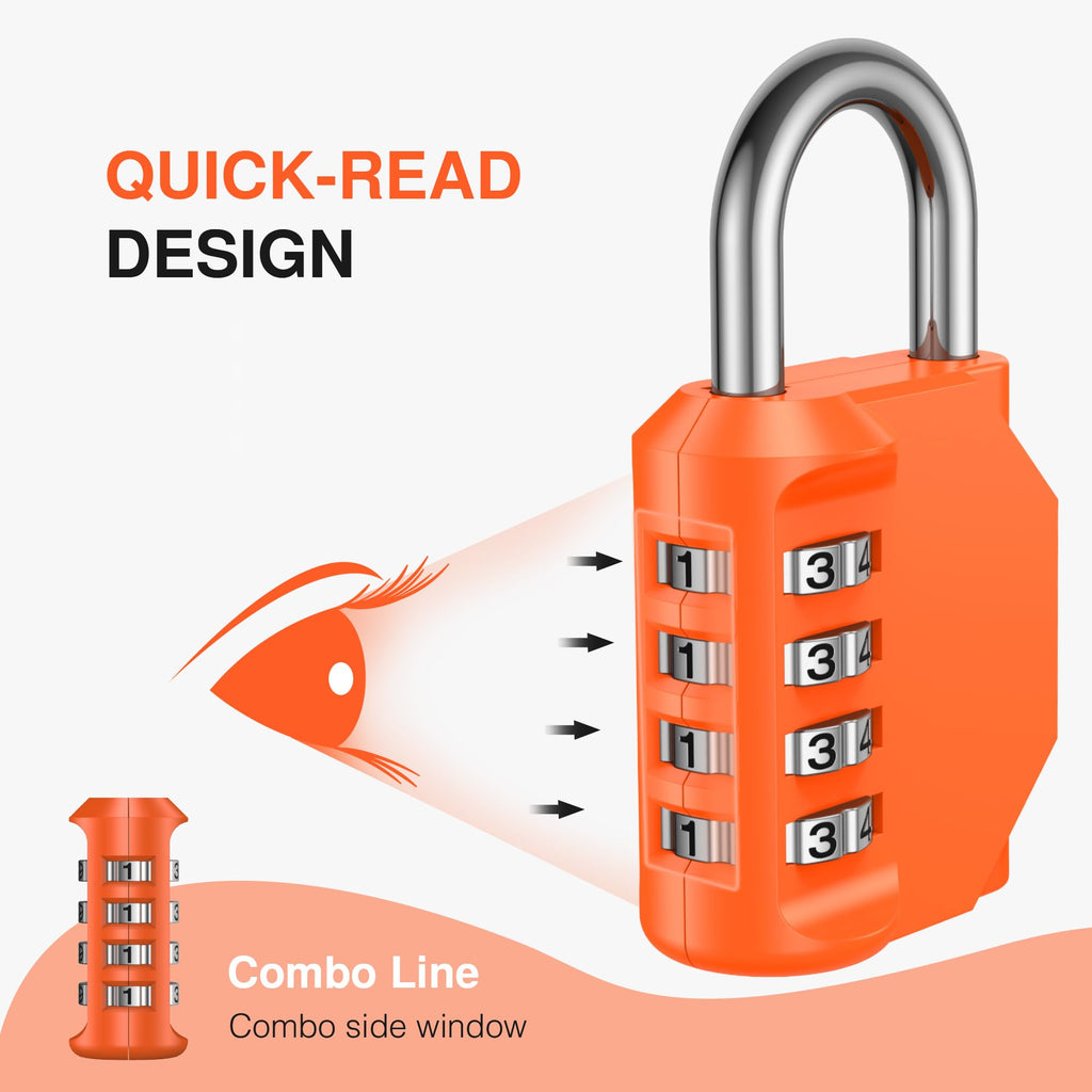 Puroma | 1 Combination Lock | 4 Digit Padlock | 2, 3, 4, & 10 Combo Packs