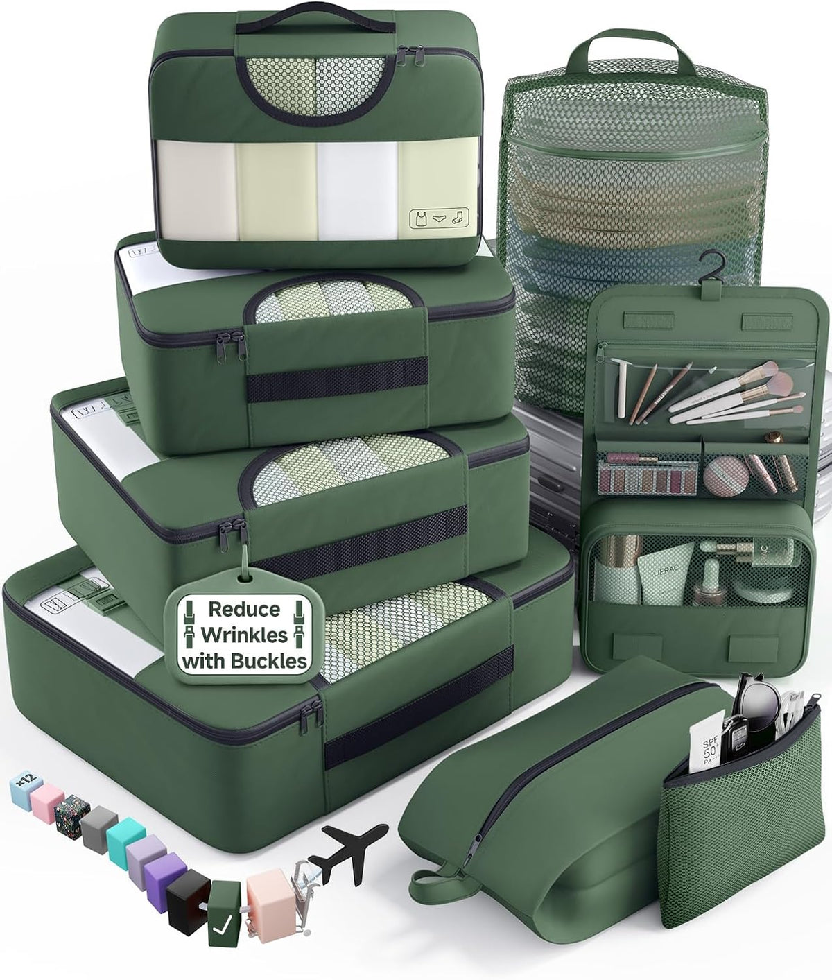 10 Set/8 Set Packing Cubes for Travel Essentials | Anti-Wrinkle Buckle