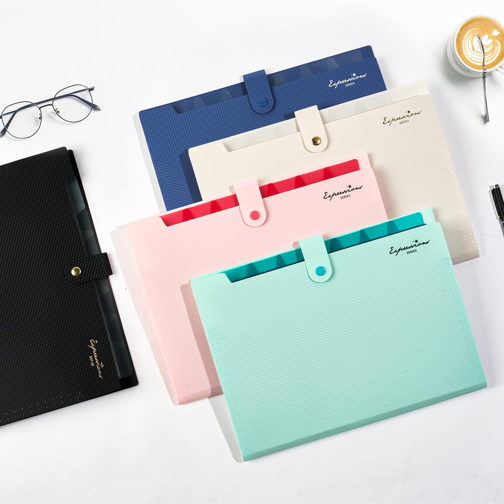 Sooez Accordion File Organizer, Expanding File Folder with Label, 5 Pockets